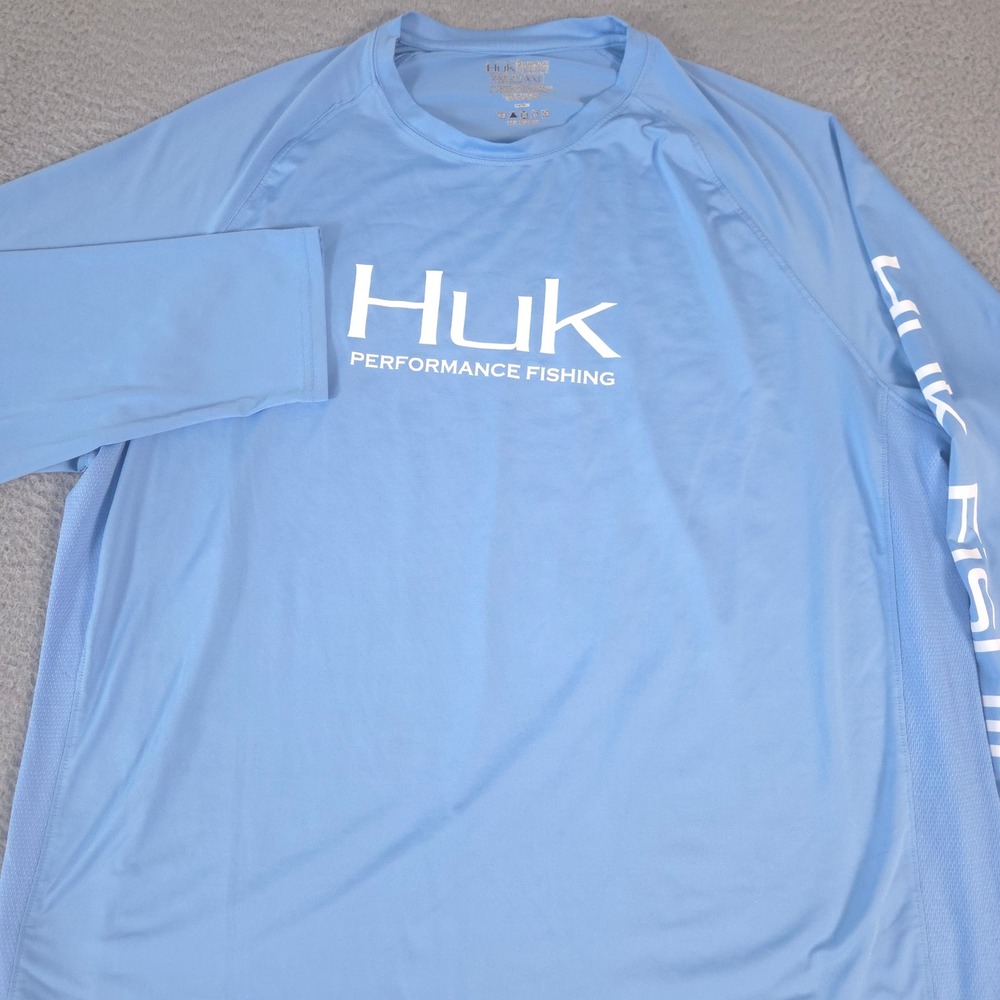 Huk Shirt Mens XXL Blue Pursuit Vented Long Sleeve Solid Performance Fishing